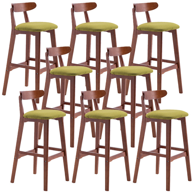 Scandinavian Restaurant Rubberwood Stool Matte Finish Upholstered Bar Stools Fruit Green 8 Piece Set Clearhalo 'Bar Furniture' 'Bar Stools' 'bar_stools' 'furn' 'furn_bar_stools' 'Furniture' 'furniture_bar_stools' 'Kitchen & Dining Furniture' 5003431