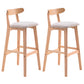 Scandinavian Restaurant Rubberwood Stool Matte Finish Upholstered Bar Stools Khaki 2 Piece Set Clearhalo 'Bar Furniture' 'Bar Stools' 'bar_stools' 'furn' 'furn_bar_stools' 'Furniture' 'furniture_bar_stools' 'Kitchen & Dining Furniture' 5003432