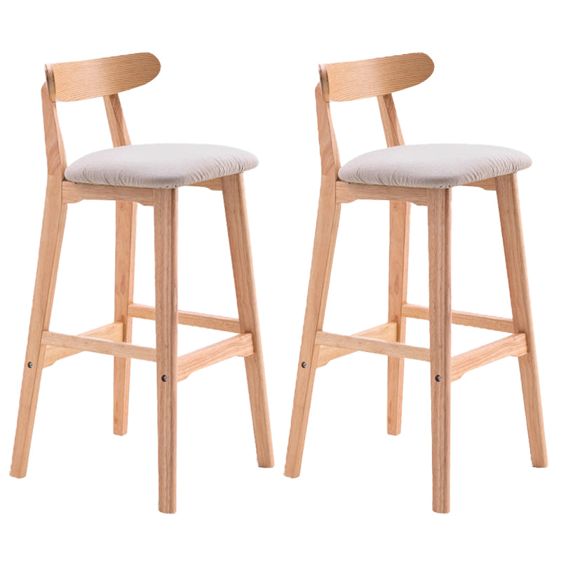 Scandinavian Restaurant Rubberwood Stool Matte Finish Upholstered Bar Stools Khaki 2 Piece Set Clearhalo 'Bar Furniture' 'Bar Stools' 'bar_stools' 'furn' 'furn_bar_stools' 'Furniture' 'furniture_bar_stools' 'Kitchen & Dining Furniture' 5003432