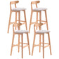 Scandinavian Restaurant Rubberwood Stool Matte Finish Upholstered Bar Stools Khaki 4 Piece Set Clearhalo 'Bar Furniture' 'Bar Stools' 'bar_stools' 'furn' 'furn_bar_stools' 'Furniture' 'furniture_bar_stools' 'Kitchen & Dining Furniture' 5003433