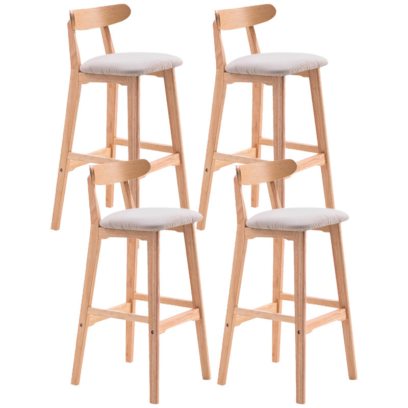 Scandinavian Restaurant Rubberwood Stool Matte Finish Upholstered Bar Stools Khaki 4 Piece Set Clearhalo 'Bar Furniture' 'Bar Stools' 'bar_stools' 'furn' 'furn_bar_stools' 'Furniture' 'furniture_bar_stools' 'Kitchen & Dining Furniture' 5003433