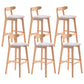 Scandinavian Restaurant Rubberwood Stool Matte Finish Upholstered Bar Stools Khaki 6 Piece Set Clearhalo 'Bar Furniture' 'Bar Stools' 'bar_stools' 'furn' 'furn_bar_stools' 'Furniture' 'furniture_bar_stools' 'Kitchen & Dining Furniture' 5003434