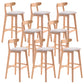 Scandinavian Restaurant Rubberwood Stool Matte Finish Upholstered Bar Stools Khaki 8 Piece Set Clearhalo 'Bar Furniture' 'Bar Stools' 'bar_stools' 'furn' 'furn_bar_stools' 'Furniture' 'furniture_bar_stools' 'Kitchen & Dining Furniture' 5003435