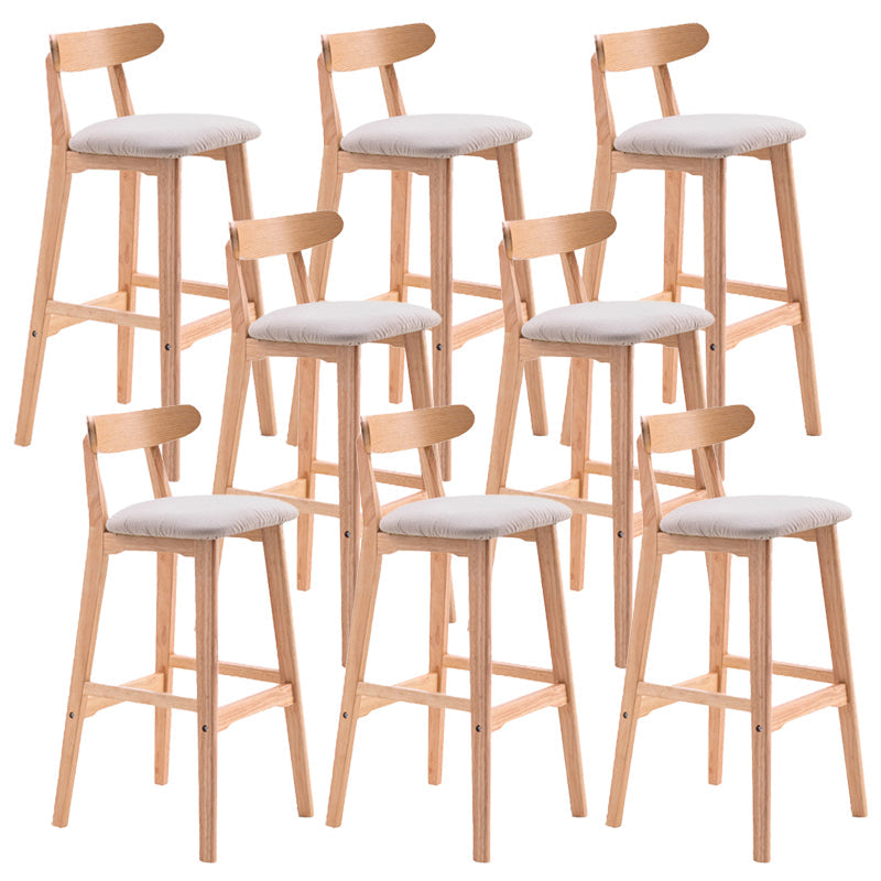 Scandinavian Restaurant Rubberwood Stool Matte Finish Upholstered Bar Stools Khaki 8 Piece Set Clearhalo 'Bar Furniture' 'Bar Stools' 'bar_stools' 'furn' 'furn_bar_stools' 'Furniture' 'furniture_bar_stools' 'Kitchen & Dining Furniture' 5003435