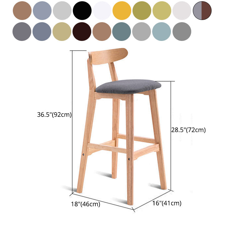 Scandinavian Restaurant Rubberwood Stool Matte Finish Upholstered Bar Stools Clearhalo 'Bar Furniture' 'Bar Stools' 'bar_stools' 'furn' 'furn_bar_stools' 'Furniture' 'furniture_bar_stools' 'Kitchen & Dining Furniture' 5003436