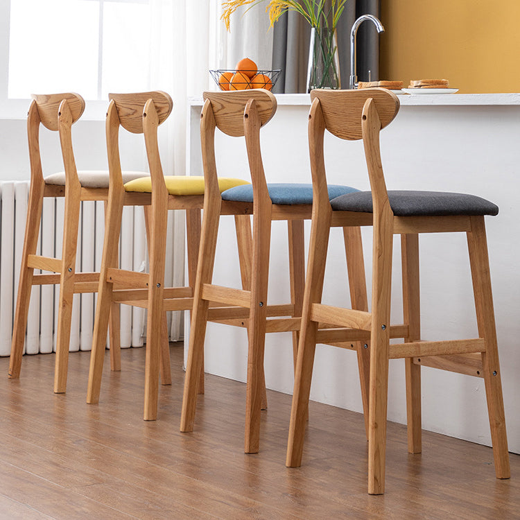Scandinavian Home Rubberwood Stool Matte Finish Upholstered Bar Stools Clearhalo 'Bar Furniture' 'Bar Stools' 'bar_stools' 'furn' 'furn_bar_stools' 'Furniture' 'furniture_bar_stools' 'Kitchen & Dining Furniture' 5003437