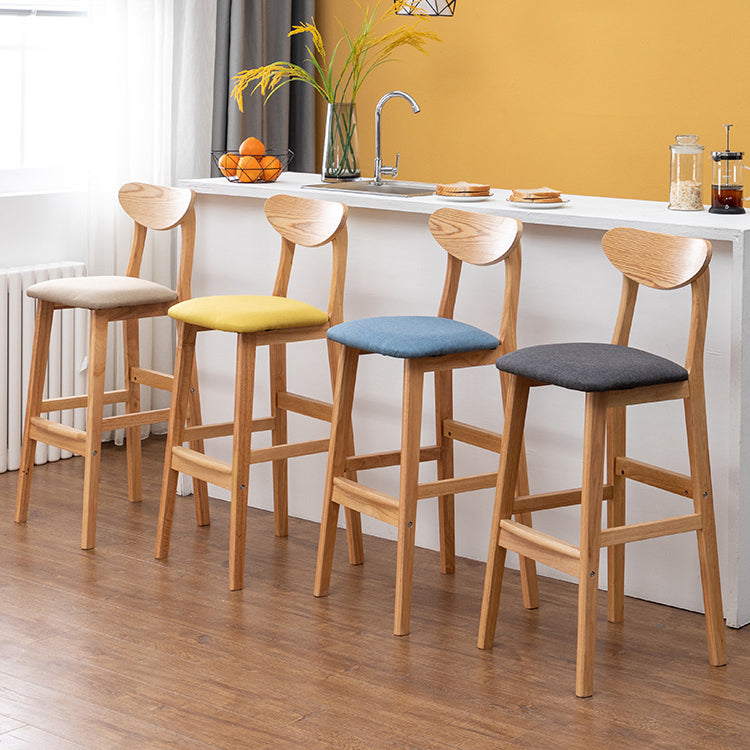 Scandinavian Home Rubberwood Stool Matte Finish Upholstered Bar Stools Clearhalo 'Bar Furniture' 'Bar Stools' 'bar_stools' 'furn' 'furn_bar_stools' 'Furniture' 'furniture_bar_stools' 'Kitchen & Dining Furniture' 5003439