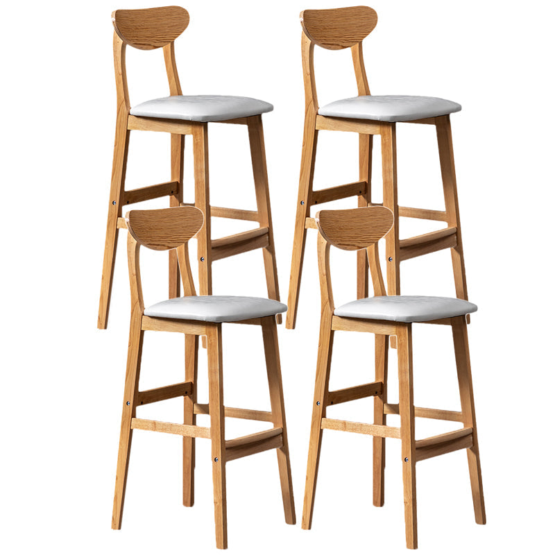 Scandinavian Home Rubberwood Stool Matte Finish Upholstered Bar Stools White 4 Piece Set Clearhalo 'Bar Furniture' 'Bar Stools' 'bar_stools' 'furn' 'furn_bar_stools' 'Furniture' 'furniture_bar_stools' 'Kitchen & Dining Furniture' 5003440