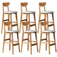 Scandinavian Home Rubberwood Stool Matte Finish Upholstered Bar Stools White 6 Piece Set Clearhalo 'Bar Furniture' 'Bar Stools' 'bar_stools' 'furn' 'furn_bar_stools' 'Furniture' 'furniture_bar_stools' 'Kitchen & Dining Furniture' 5003441