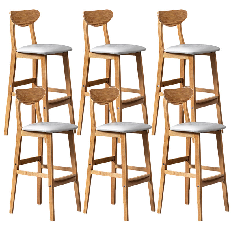 Scandinavian Home Rubberwood Stool Matte Finish Upholstered Bar Stools White 6 Piece Set Clearhalo 'Bar Furniture' 'Bar Stools' 'bar_stools' 'furn' 'furn_bar_stools' 'Furniture' 'furniture_bar_stools' 'Kitchen & Dining Furniture' 5003441