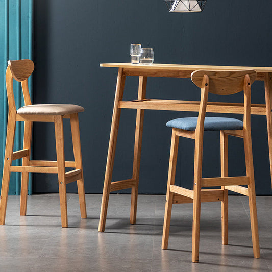 Scandinavian Home Rubberwood Stool Matte Finish Upholstered Bar Stools Clearhalo 'Bar Furniture' 'Bar Stools' 'bar_stools' 'furn' 'furn_bar_stools' 'Furniture' 'furniture_bar_stools' 'Kitchen & Dining Furniture' 5003442