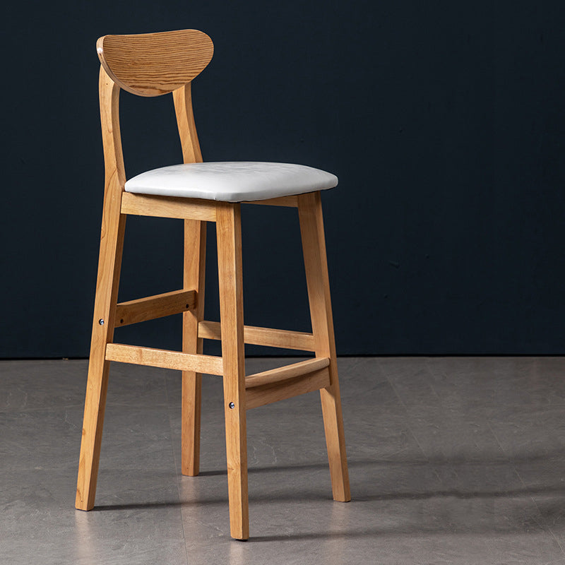 Scandinavian Home Rubberwood Stool Matte Finish Upholstered Bar Stools Clearhalo 'Bar Furniture' 'Bar Stools' 'bar_stools' 'furn' 'furn_bar_stools' 'Furniture' 'furniture_bar_stools' 'Kitchen & Dining Furniture' 5003443