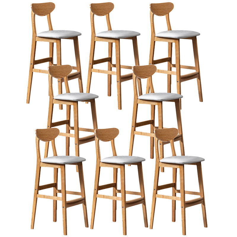 Scandinavian Home Rubberwood Stool Matte Finish Upholstered Bar Stools White 8 Piece Set Clearhalo 'Bar Furniture' 'Bar Stools' 'bar_stools' 'furn' 'furn_bar_stools' 'Furniture' 'furniture_bar_stools' 'Kitchen & Dining Furniture' 5003444