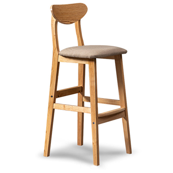 Scandinavian Home Rubberwood Stool Matte Finish Upholstered Bar Stools Clearhalo 'Bar Furniture' 'Bar Stools' 'bar_stools' 'furn' 'furn_bar_stools' 'Furniture' 'furniture_bar_stools' 'Kitchen & Dining Furniture' 5003445
