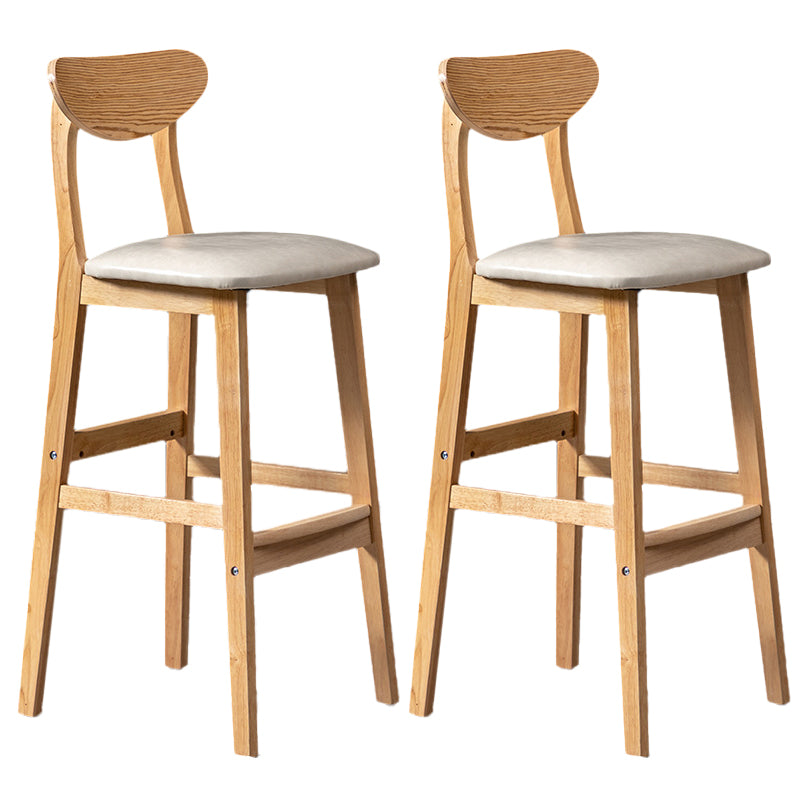 Scandinavian Home Rubberwood Stool Matte Finish Upholstered Bar Stools Off-White 2 Piece Set Clearhalo 'Bar Furniture' 'Bar Stools' 'bar_stools' 'furn' 'furn_bar_stools' 'Furniture' 'furniture_bar_stools' 'Kitchen & Dining Furniture' 5003446
