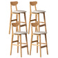 Scandinavian Home Rubberwood Stool Matte Finish Upholstered Bar Stools Off-White 4 Piece Set Clearhalo 'Bar Furniture' 'Bar Stools' 'bar_stools' 'furn' 'furn_bar_stools' 'Furniture' 'furniture_bar_stools' 'Kitchen & Dining Furniture' 5003447