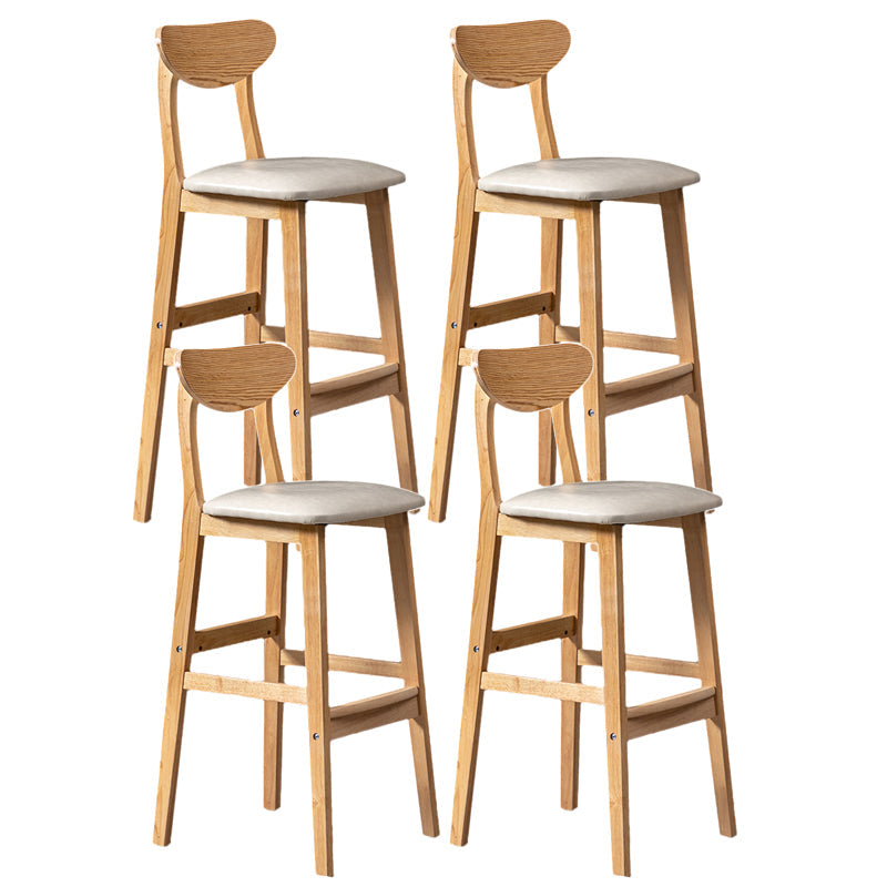 Scandinavian Home Rubberwood Stool Matte Finish Upholstered Bar Stools Off-White 4 Piece Set Clearhalo 'Bar Furniture' 'Bar Stools' 'bar_stools' 'furn' 'furn_bar_stools' 'Furniture' 'furniture_bar_stools' 'Kitchen & Dining Furniture' 5003447