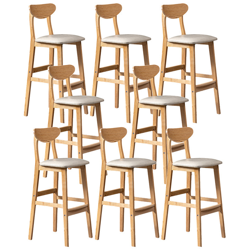 Scandinavian Home Rubberwood Stool Matte Finish Upholstered Bar Stools Off-White 8 Piece Set Clearhalo 'Bar Furniture' 'Bar Stools' 'bar_stools' 'furn' 'furn_bar_stools' 'Furniture' 'furniture_bar_stools' 'Kitchen & Dining Furniture' 5003452