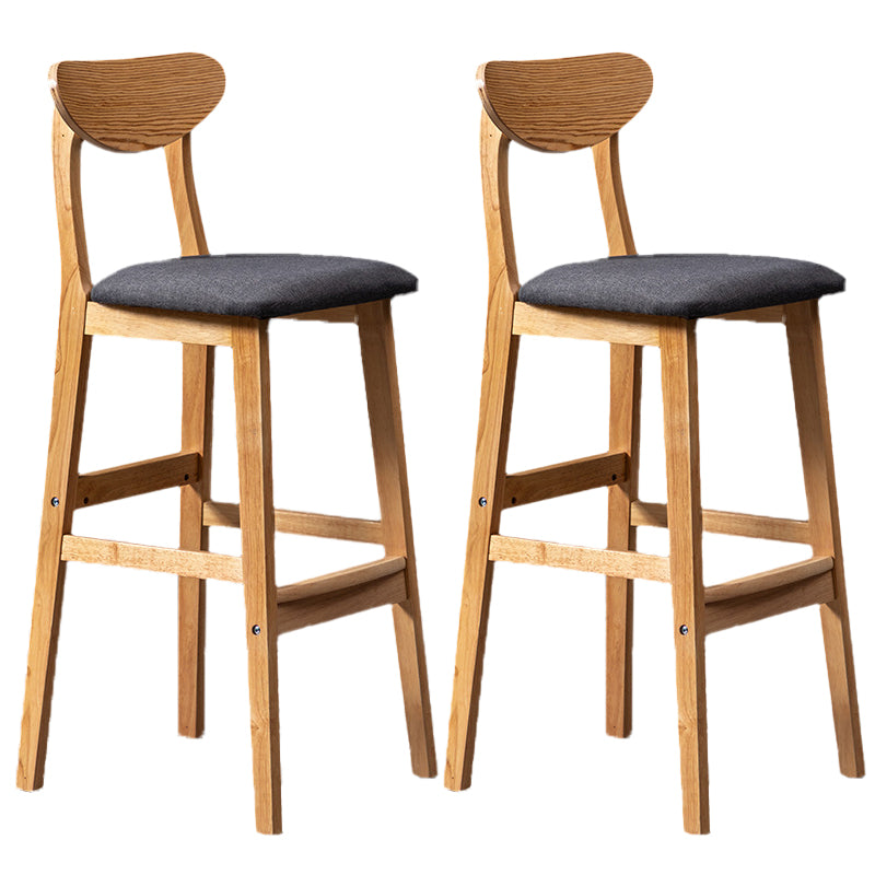 Scandinavian Home Rubberwood Stool Matte Finish Upholstered Bar Stools Dark Gray 2 Piece Set Clearhalo 'Bar Furniture' 'Bar Stools' 'bar_stools' 'furn' 'furn_bar_stools' 'Furniture' 'furniture_bar_stools' 'Kitchen & Dining Furniture' 5003453