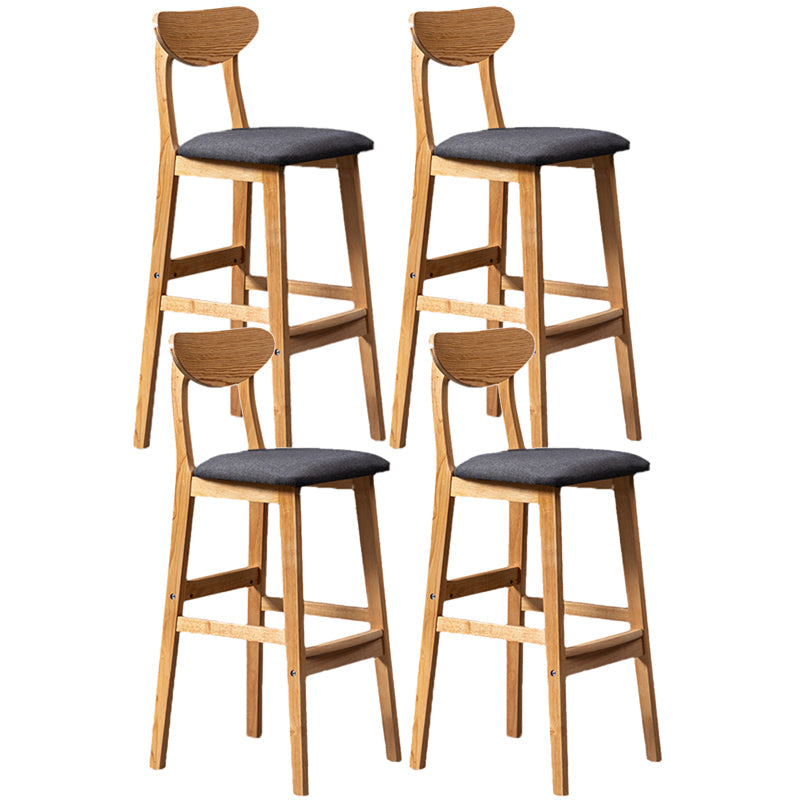Scandinavian Home Rubberwood Stool Matte Finish Upholstered Bar Stools Dark Gray 4 Piece Set Clearhalo 'Bar Furniture' 'Bar Stools' 'bar_stools' 'furn' 'furn_bar_stools' 'Furniture' 'furniture_bar_stools' 'Kitchen & Dining Furniture' 5003455