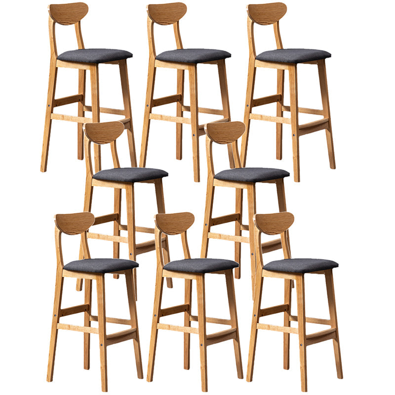 Scandinavian Home Rubberwood Stool Matte Finish Upholstered Bar Stools Dark Gray 8 Piece Set Clearhalo 'Bar Furniture' 'Bar Stools' 'bar_stools' 'furn' 'furn_bar_stools' 'Furniture' 'furniture_bar_stools' 'Kitchen & Dining Furniture' 5003459