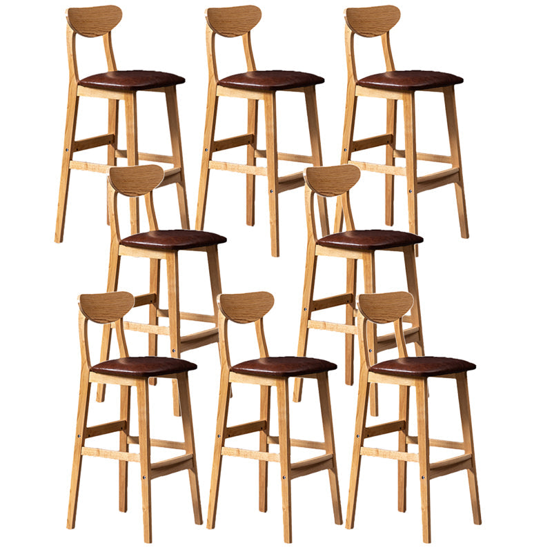 Scandinavian Home Rubberwood Stool Matte Finish Upholstered Bar Stools Brown 8 Piece Set Clearhalo 'Bar Furniture' 'Bar Stools' 'bar_stools' 'furn' 'furn_bar_stools' 'Furniture' 'furniture_bar_stools' 'Kitchen & Dining Furniture' 5003463
