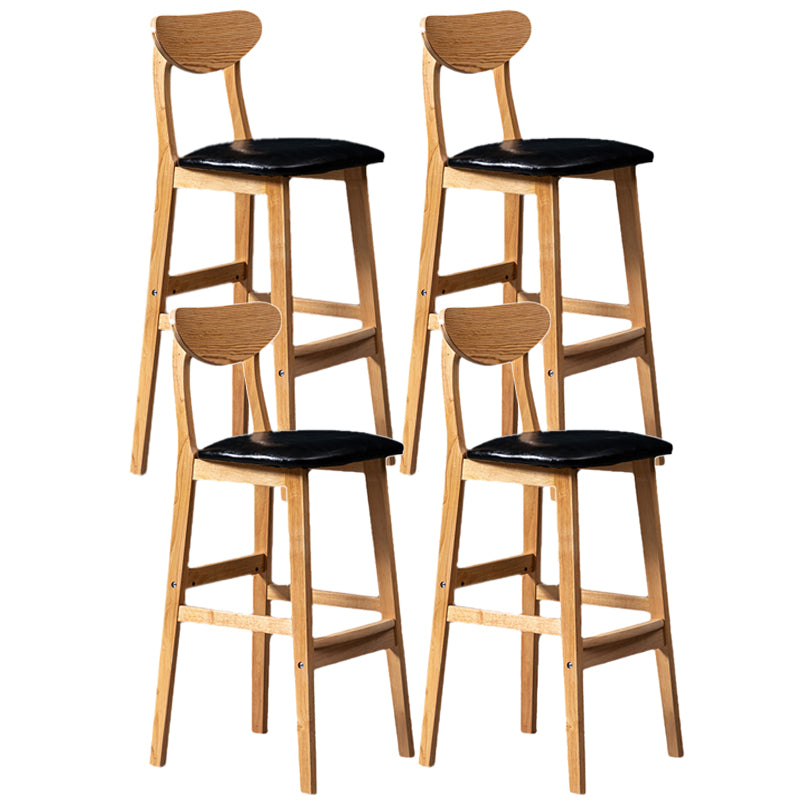 Scandinavian Home Rubberwood Stool Matte Finish Upholstered Bar Stools Black 4 Piece Set Clearhalo 'Bar Furniture' 'Bar Stools' 'bar_stools' 'furn' 'furn_bar_stools' 'Furniture' 'furniture_bar_stools' 'Kitchen & Dining Furniture' 5003465