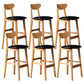 Scandinavian Home Rubberwood Stool Matte Finish Upholstered Bar Stools Black 6 Piece Set Clearhalo 'Bar Furniture' 'Bar Stools' 'bar_stools' 'furn' 'furn_bar_stools' 'Furniture' 'furniture_bar_stools' 'Kitchen & Dining Furniture' 5003466