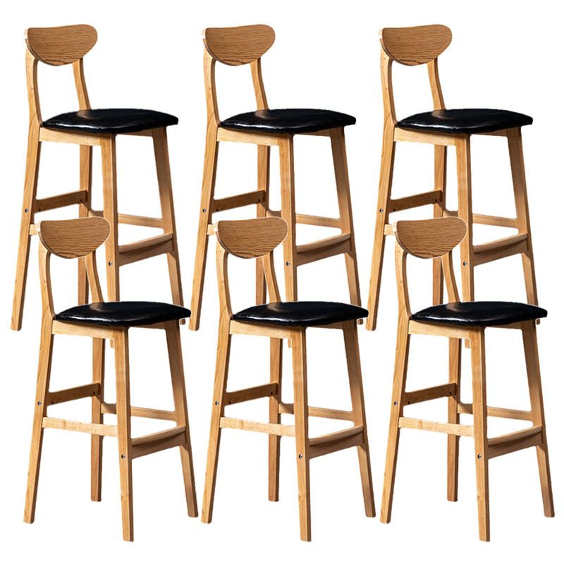 Scandinavian Home Rubberwood Stool Matte Finish Upholstered Bar Stools Black 6 Piece Set Clearhalo 'Bar Furniture' 'Bar Stools' 'bar_stools' 'furn' 'furn_bar_stools' 'Furniture' 'furniture_bar_stools' 'Kitchen & Dining Furniture' 5003466