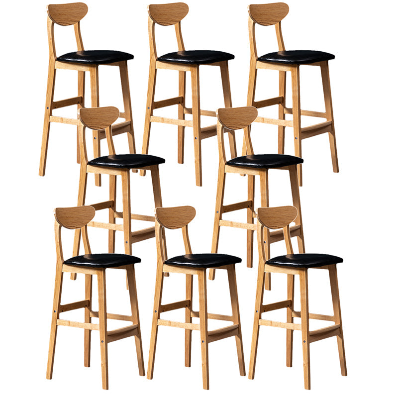 Scandinavian Home Rubberwood Stool Matte Finish Upholstered Bar Stools Black 8 Piece Set Clearhalo 'Bar Furniture' 'Bar Stools' 'bar_stools' 'furn' 'furn_bar_stools' 'Furniture' 'furniture_bar_stools' 'Kitchen & Dining Furniture' 5003467