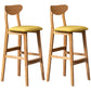 Scandinavian Home Rubberwood Stool Matte Finish Upholstered Bar Stools Yellow 2 Piece Set Clearhalo 'Bar Furniture' 'Bar Stools' 'bar_stools' 'furn' 'furn_bar_stools' 'Furniture' 'furniture_bar_stools' 'Kitchen & Dining Furniture' 5003468