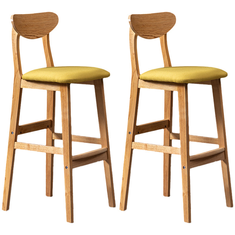 Scandinavian Home Rubberwood Stool Matte Finish Upholstered Bar Stools Yellow 2 Piece Set Clearhalo 'Bar Furniture' 'Bar Stools' 'bar_stools' 'furn' 'furn_bar_stools' 'Furniture' 'furniture_bar_stools' 'Kitchen & Dining Furniture' 5003468