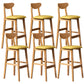 Scandinavian Home Rubberwood Stool Matte Finish Upholstered Bar Stools Yellow 6 Piece Set Clearhalo 'Bar Furniture' 'Bar Stools' 'bar_stools' 'furn' 'furn_bar_stools' 'Furniture' 'furniture_bar_stools' 'Kitchen & Dining Furniture' 5003470