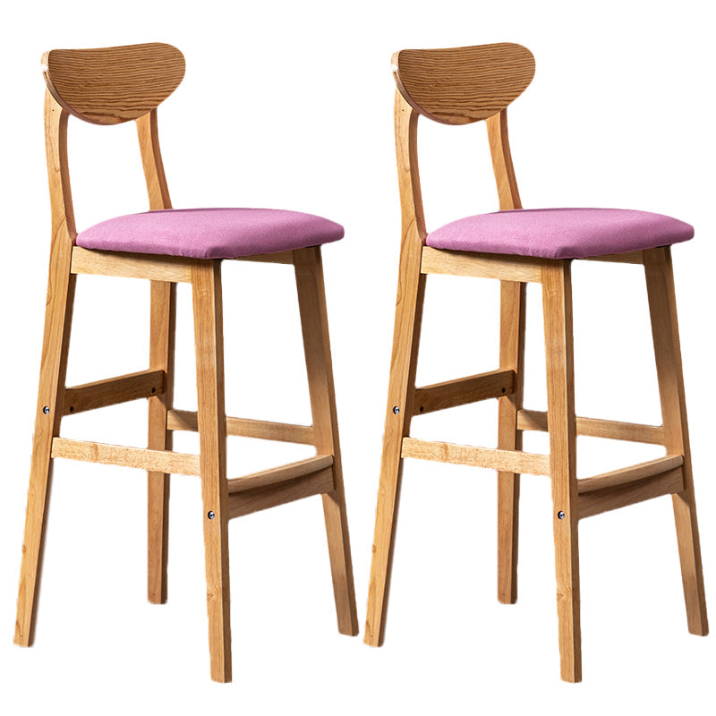 Scandinavian Home Rubberwood Stool Matte Finish Upholstered Bar Stools Pink 2 Piece Set Clearhalo 'Bar Furniture' 'Bar Stools' 'bar_stools' 'furn' 'furn_bar_stools' 'Furniture' 'furniture_bar_stools' 'Kitchen & Dining Furniture' 5003472