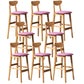 Scandinavian Home Rubberwood Stool Matte Finish Upholstered Bar Stools Pink 8 Piece Set Clearhalo 'Bar Furniture' 'Bar Stools' 'bar_stools' 'furn' 'furn_bar_stools' 'Furniture' 'furniture_bar_stools' 'Kitchen & Dining Furniture' 5003475