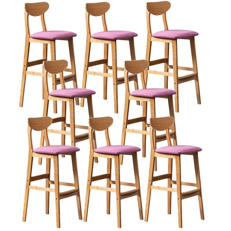 Scandinavian Home Rubberwood Stool Matte Finish Upholstered Bar Stools Pink 8 Piece Set Clearhalo 'Bar Furniture' 'Bar Stools' 'bar_stools' 'furn' 'furn_bar_stools' 'Furniture' 'furniture_bar_stools' 'Kitchen & Dining Furniture' 5003475