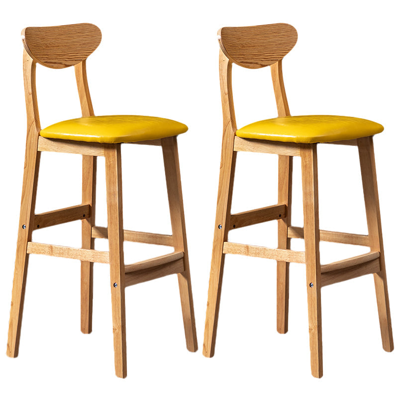 Scandinavian Home Rubberwood Stool Matte Finish Upholstered Bar Stools Golden 2 Piece Set Clearhalo 'Bar Furniture' 'Bar Stools' 'bar_stools' 'furn' 'furn_bar_stools' 'Furniture' 'furniture_bar_stools' 'Kitchen & Dining Furniture' 5003480