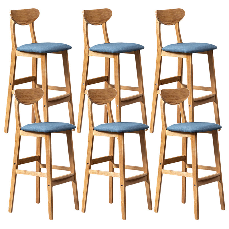 Scandinavian Home Rubberwood Stool Matte Finish Upholstered Bar Stools Blue 6 Piece Set Clearhalo 'Bar Furniture' 'Bar Stools' 'bar_stools' 'furn' 'furn_bar_stools' 'Furniture' 'furniture_bar_stools' 'Kitchen & Dining Furniture' 5003486