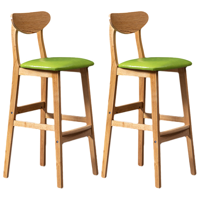 Scandinavian Home Rubberwood Stool Matte Finish Upholstered Bar Stools Green 2 Piece Set Clearhalo 'Bar Furniture' 'Bar Stools' 'bar_stools' 'furn' 'furn_bar_stools' 'Furniture' 'furniture_bar_stools' 'Kitchen & Dining Furniture' 5003488