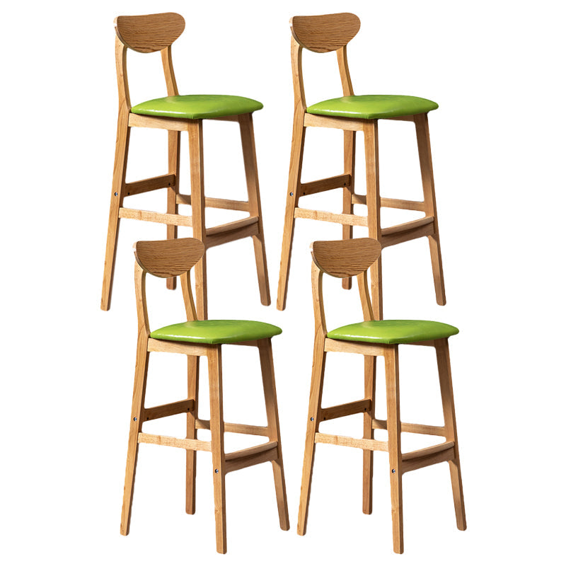 Scandinavian Home Rubberwood Stool Matte Finish Upholstered Bar Stools Green 4 Piece Set Clearhalo 'Bar Furniture' 'Bar Stools' 'bar_stools' 'furn' 'furn_bar_stools' 'Furniture' 'furniture_bar_stools' 'Kitchen & Dining Furniture' 5003489