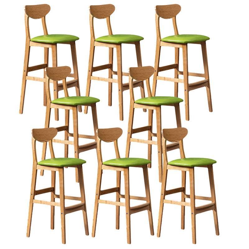 Scandinavian Home Rubberwood Stool Matte Finish Upholstered Bar Stools Green 8 Piece Set Clearhalo 'Bar Furniture' 'Bar Stools' 'bar_stools' 'furn' 'furn_bar_stools' 'Furniture' 'furniture_bar_stools' 'Kitchen & Dining Furniture' 5003491