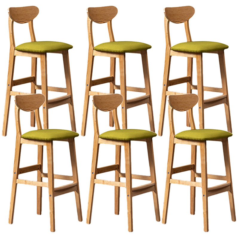 Scandinavian Home Rubberwood Stool Matte Finish Upholstered Bar Stools Light Green 6 Piece Set Clearhalo 'Bar Furniture' 'Bar Stools' 'bar_stools' 'furn' 'furn_bar_stools' 'Furniture' 'furniture_bar_stools' 'Kitchen & Dining Furniture' 5003502