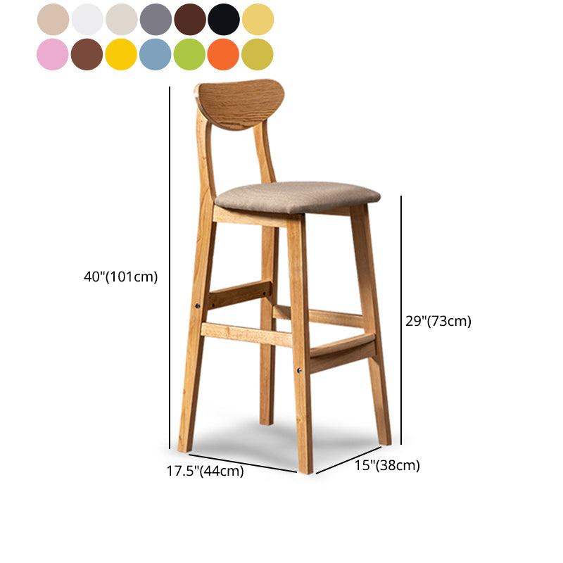 Scandinavian Home Rubberwood Stool Matte Finish Upholstered Bar Stools Clearhalo 'Bar Furniture' 'Bar Stools' 'bar_stools' 'furn' 'furn_bar_stools' 'Furniture' 'furniture_bar_stools' 'Kitchen & Dining Furniture' 5003504
