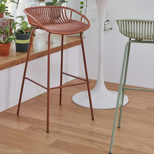 Contemporary Matte Finish Iron Bar Stool Footrest Restaurant Stool Clearhalo 'Bar Furniture' 'Bar Stools' 'bar_stools' 'furn' 'furn_bar_stools' 'Furniture' 'furniture_bar_stools' 'Kitchen & Dining Furniture' 5003664