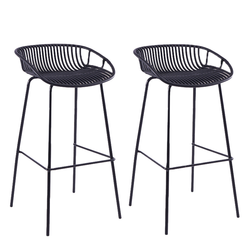 Contemporary Matte Finish Iron Bar Stool Footrest Restaurant Stool Black 2 Piece Set Clearhalo 'Bar Furniture' 'Bar Stools' 'bar_stools' 'furn' 'furn_bar_stools' 'Furniture' 'furniture_bar_stools' 'Kitchen & Dining Furniture' 5003665