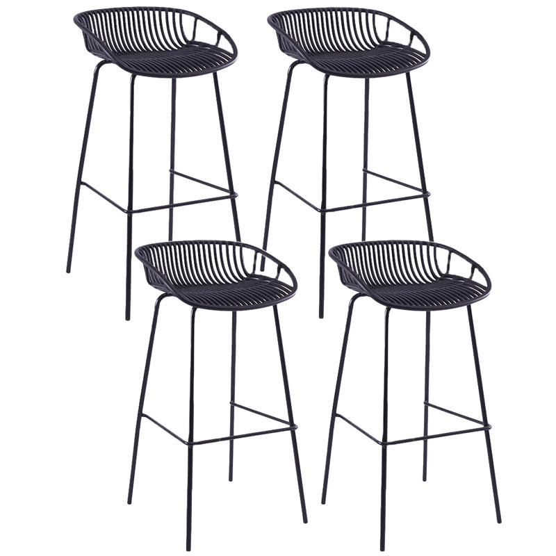 Contemporary Matte Finish Iron Bar Stool Footrest Restaurant Stool Black 4 Piece Set Clearhalo 'Bar Furniture' 'Bar Stools' 'bar_stools' 'furn' 'furn_bar_stools' 'Furniture' 'furniture_bar_stools' 'Kitchen & Dining Furniture' 5003667