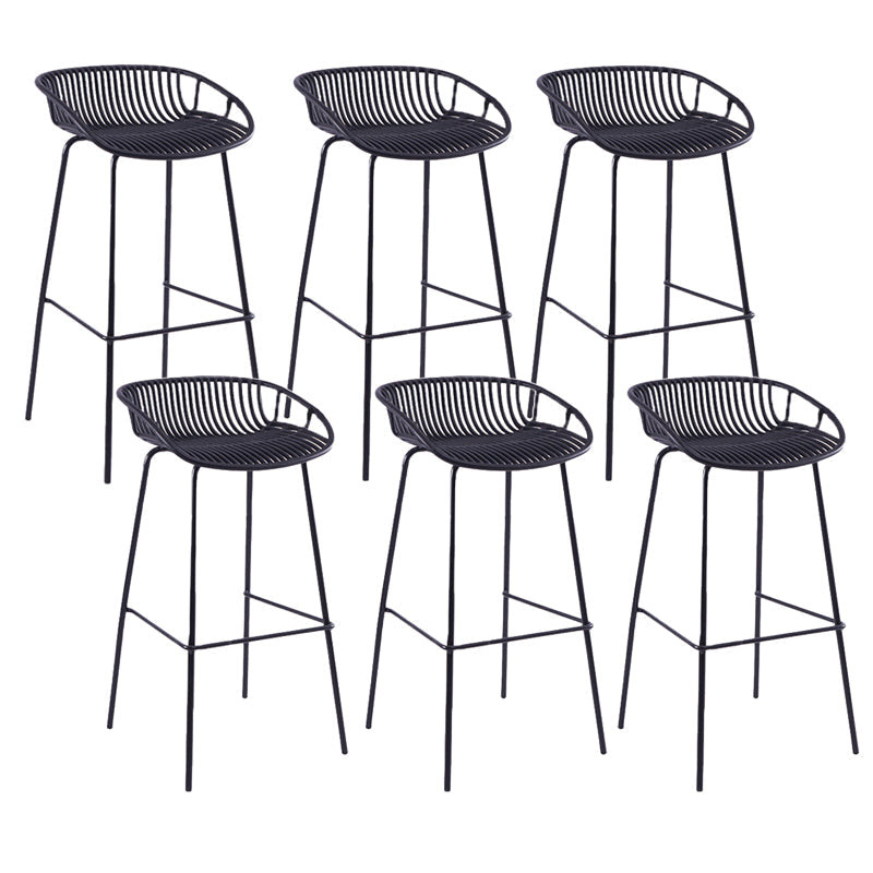 Contemporary Matte Finish Iron Bar Stool Footrest Restaurant Stool Black 6 Piece Set Clearhalo 'Bar Furniture' 'Bar Stools' 'bar_stools' 'furn' 'furn_bar_stools' 'Furniture' 'furniture_bar_stools' 'Kitchen & Dining Furniture' 5003669