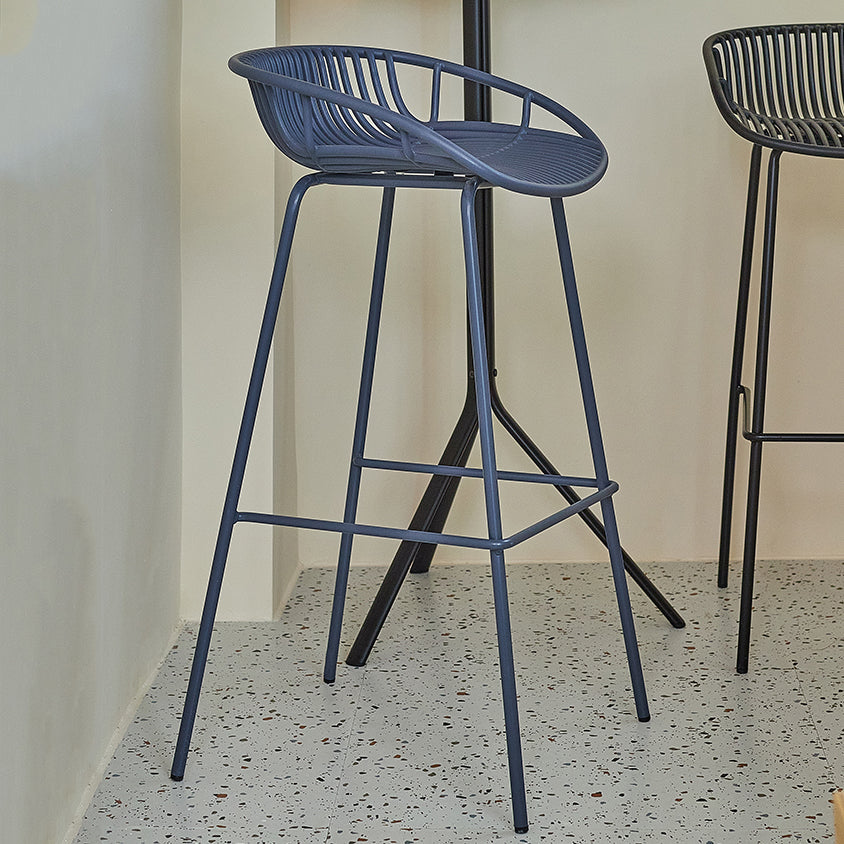 Contemporary Matte Finish Iron Bar Stool Footrest Restaurant Stool Clearhalo 'Bar Furniture' 'Bar Stools' 'bar_stools' 'furn' 'furn_bar_stools' 'Furniture' 'furniture_bar_stools' 'Kitchen & Dining Furniture' 5003670