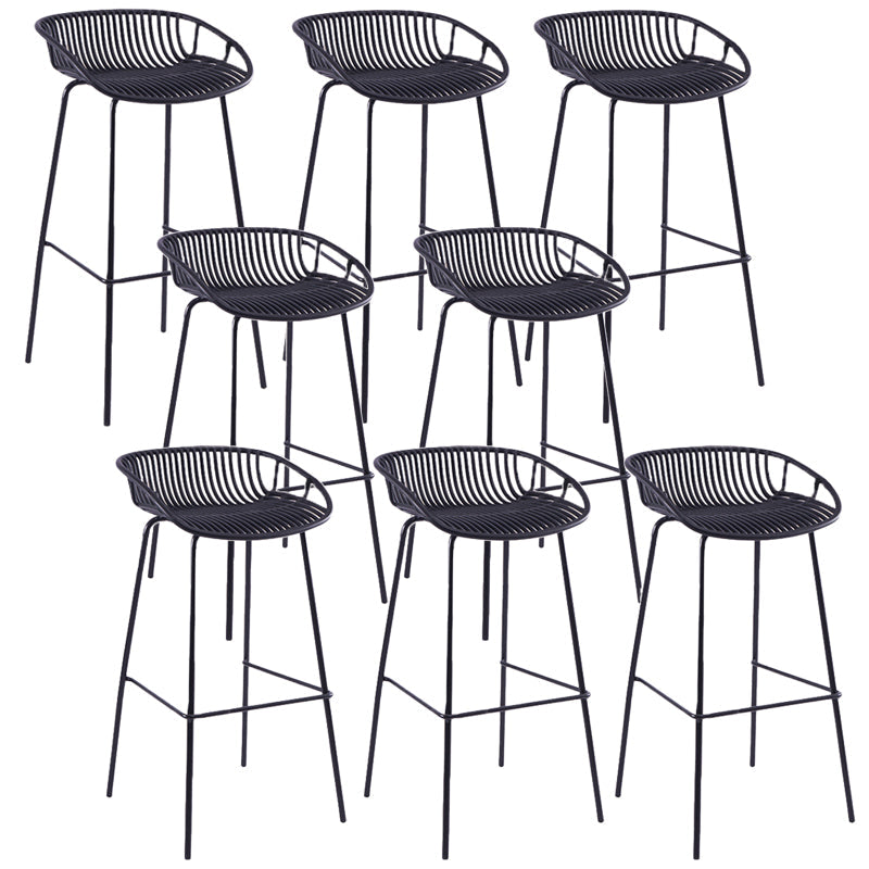 Contemporary Matte Finish Iron Bar Stool Footrest Restaurant Stool Black 8 Piece Set Clearhalo 'Bar Furniture' 'Bar Stools' 'bar_stools' 'furn' 'furn_bar_stools' 'Furniture' 'furniture_bar_stools' 'Kitchen & Dining Furniture' 5003671
