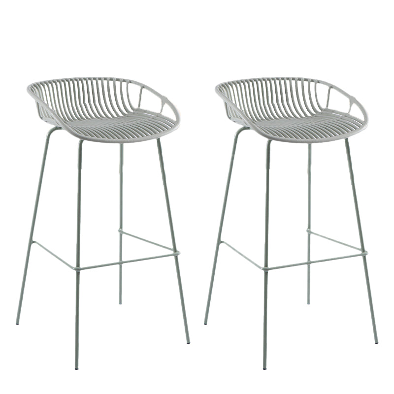Contemporary Matte Finish Iron Bar Stool Footrest Restaurant Stool Green 2 Piece Set Clearhalo 'Bar Furniture' 'Bar Stools' 'bar_stools' 'furn' 'furn_bar_stools' 'Furniture' 'furniture_bar_stools' 'Kitchen & Dining Furniture' 5003675